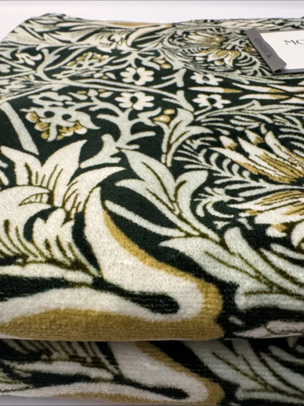 2pc MORRIS & CO 100% Cotton Velour Bath Towel Set - Green/Tan -30